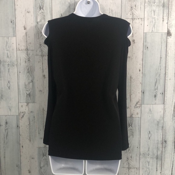 Susan Graver Cold Shoulder Black Top Sz: XXS - Picture 3 of 8